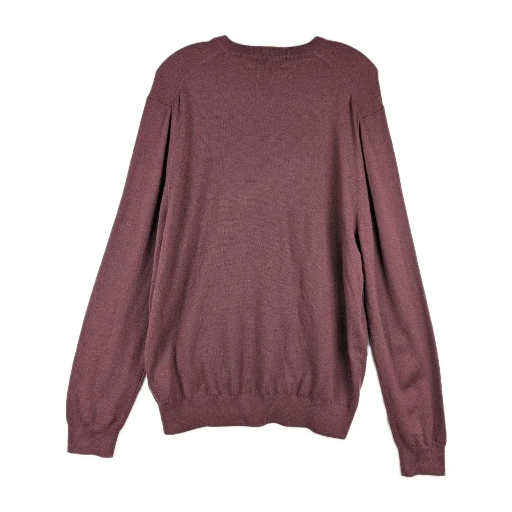 New‎ Brooks Brothers Sweater Mens Large Burgundy V-Neck Merino Wool Pullover